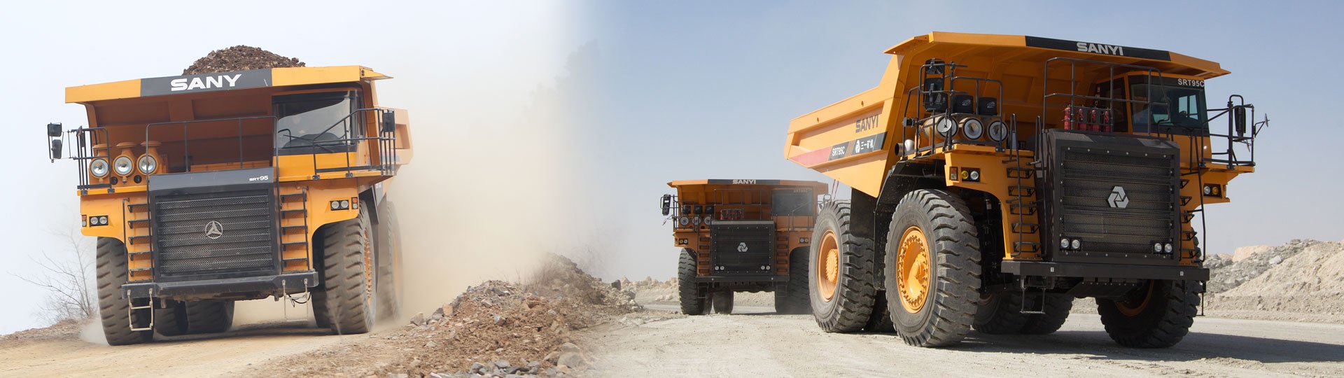 Heavy-duty trucks for transporting materials like sand, gravel, and aggregates with hydraulic systems for efficient unloading at construction sites.