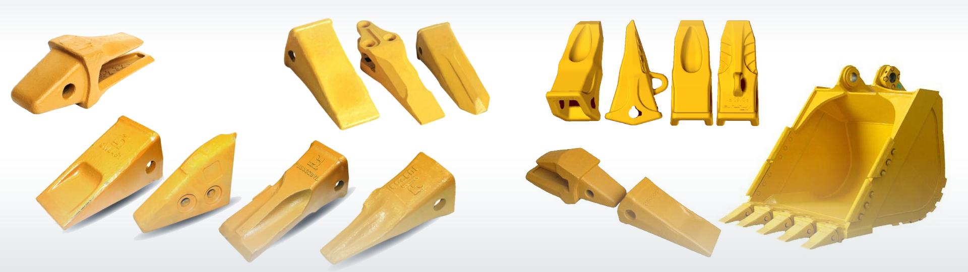 Durable bucket teeth, tips, and adapters for excavators, skid loaders, and bulldozers ensuring high performance.