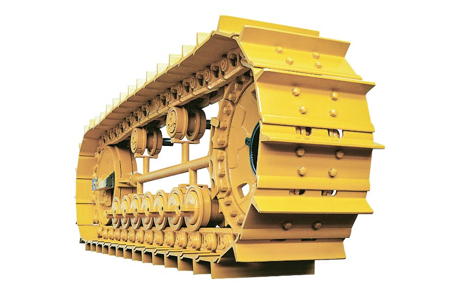 Undercarriage Track Group components, including chains, shoes, and rollers, designed for durability and optimal performance in heavy machinery.