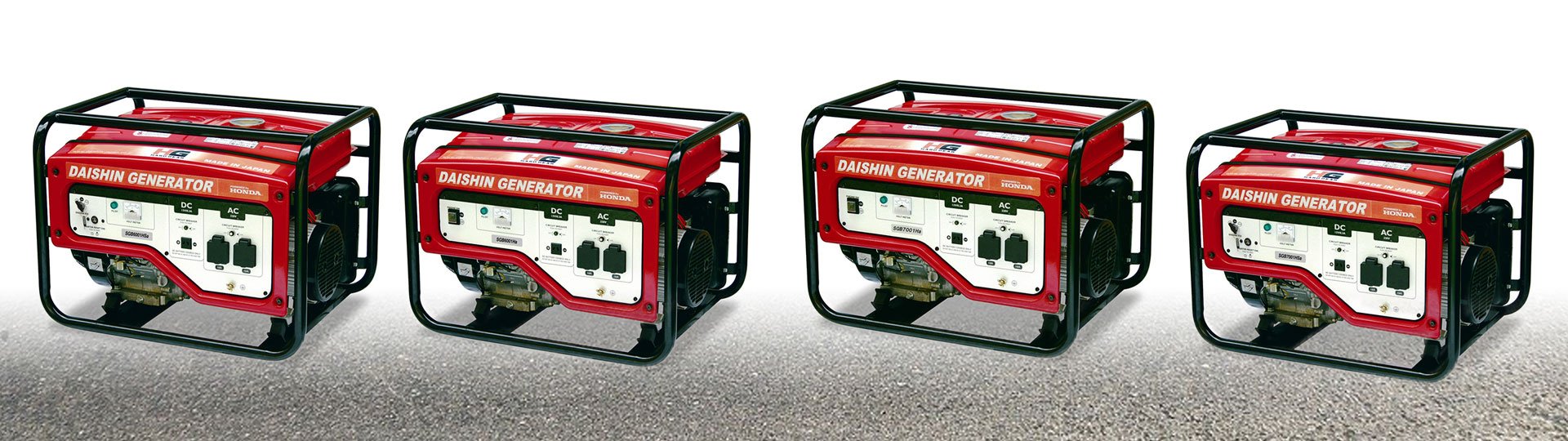 DaiShin portable generators and pumps from Japan, offering high-quality equipment for commercial and professional use in construction, with capacities ranging from 2.2kVA to 10kVA.