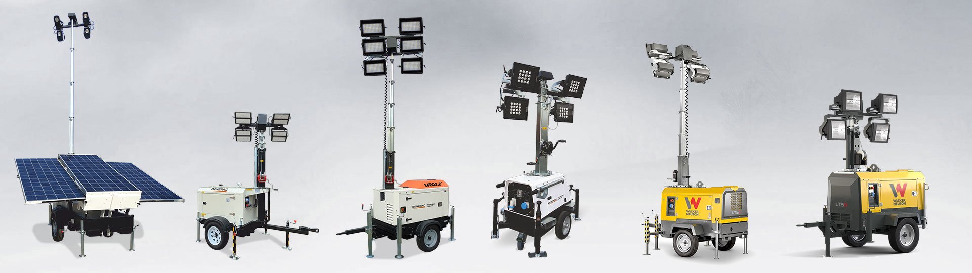 Mobile light towers for construction sites, events, and emergency use – Powered by high-intensity lamps and reliable generator sets.