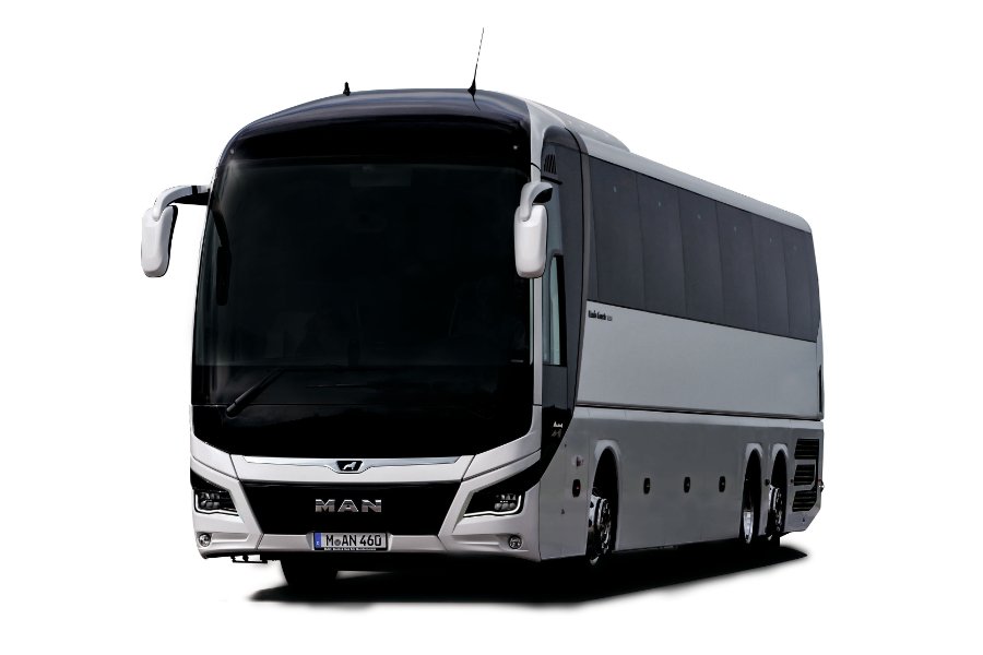 MAN Lion's Coach offering luxurious features and advanced safety, ideal for long-distance travel and touring.