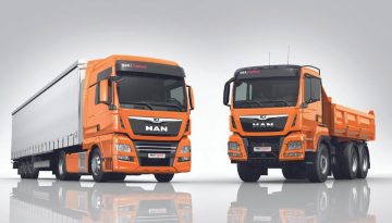 New man trucks in two new styles: one is fully packed with cargo, while the other is semi-packed, showing some space