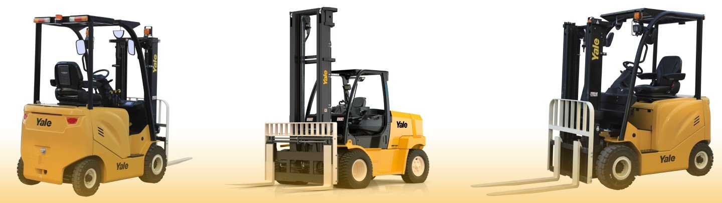 Yale 4-wheel electric forklift offering high performance, precision handling, and ergonomic design for increased productivity in both indoor and outdoor applications in UAE.