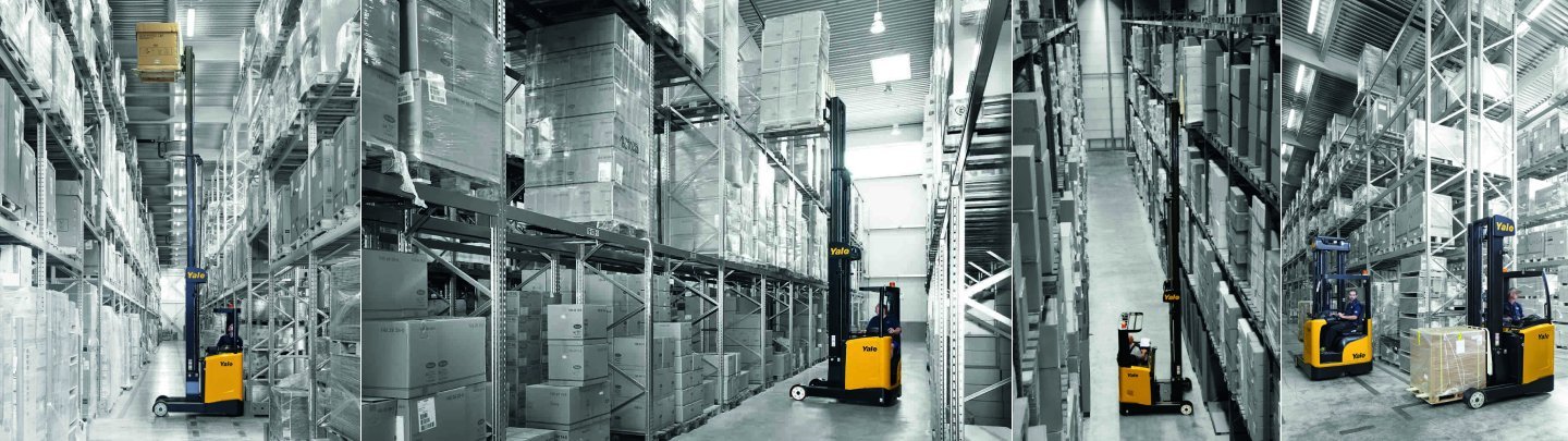 Yale Reach trucks offering versatility, flexibility, and high productivity for handling loads in constrained spaces and selective racking in the UAE