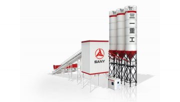 SANY Batching Plant, providing consistent and high-quality concrete mix for large construction projects, ensuring efficiency and reliability.
