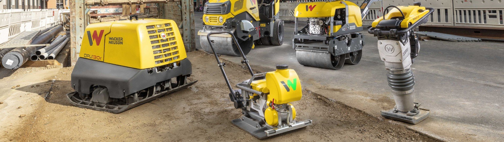 Wacker Neuson vibratory plates for optimal compaction performance, combining great efficiency, low consumption, and reliability for diverse construction applications.