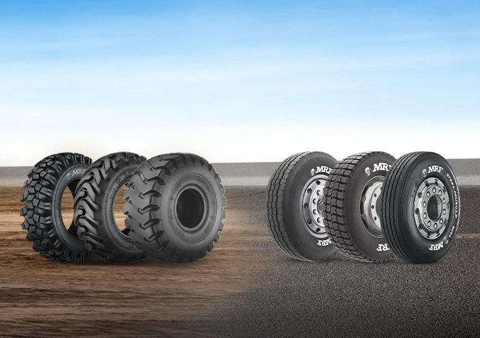 MRF is India's No. 1 tyre maker, offering highway, off-highway, and solid tyres, with a global presence in 90+ countries.