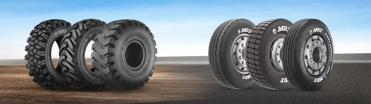 MRF is India's No. 1 tyre maker, offering highway, off-highway, and solid tyres, with a global presence in 90+ countries.